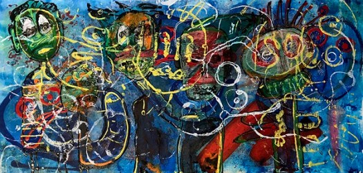 Denise grisi peintre huile art contemporain abstrait couleurs collage graff street art empreintes urbaines tags