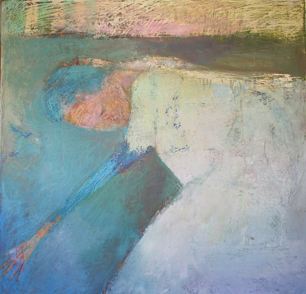 femme endormie bleue peinture anne patay